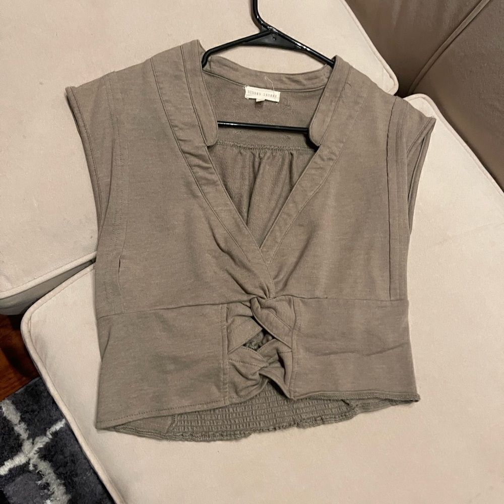 Buckle Gilded Intent Twisted Front Cropped Top, women’s large, green